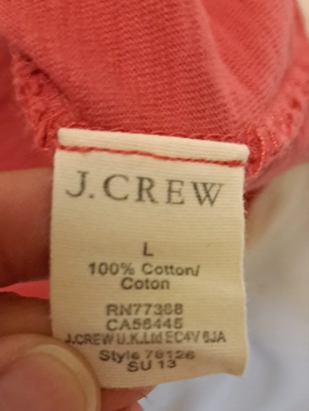 J. Crew Cotton Red & White Striped Pocket Tee Summer 2013 Coastal Preppy Size L